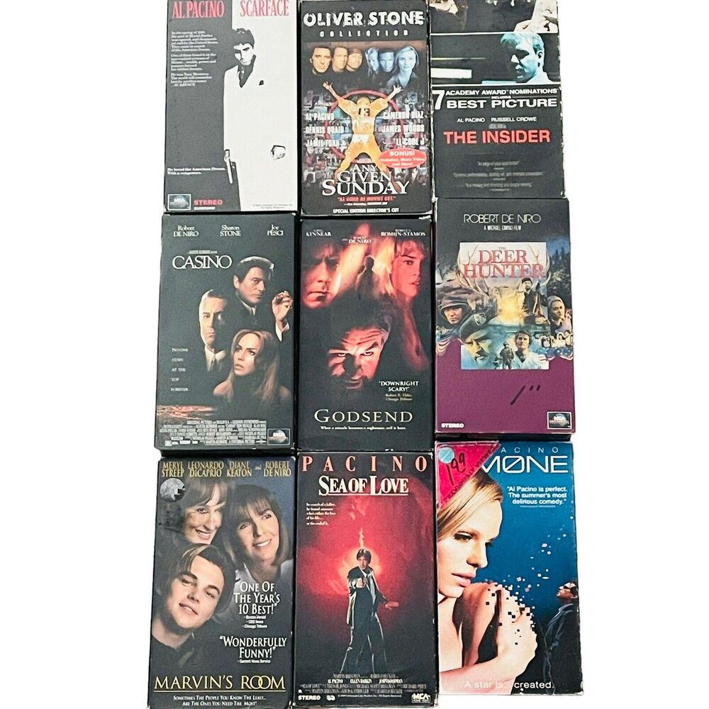 Robert De Niro Al Pacino 9 vhs lot scarface Casino Godsend Deer Hunter S1m0ne